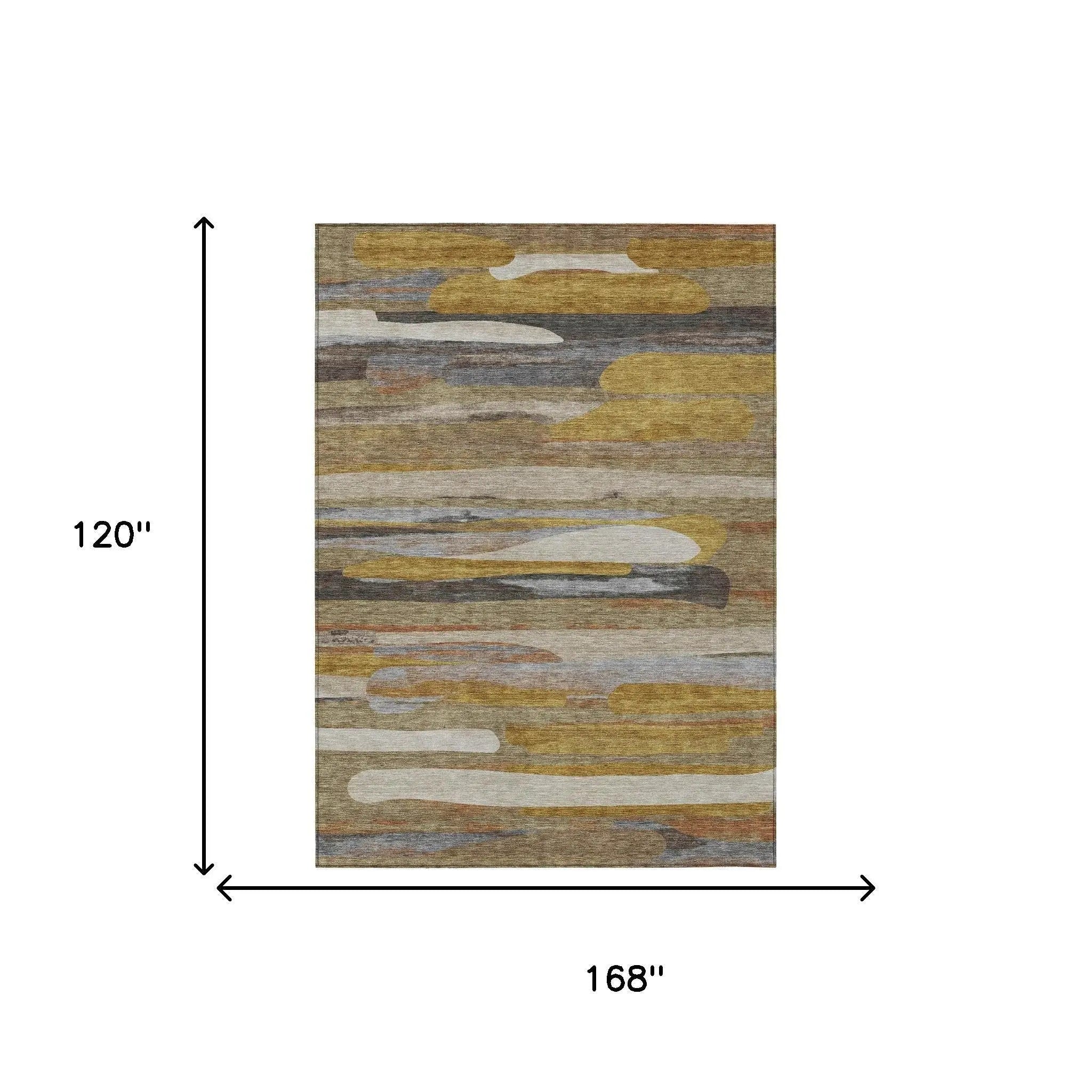10' X 14' Brown And Charcoal Abstract Washable Indoor Outdoor Area Rug Homeroots Outdoor