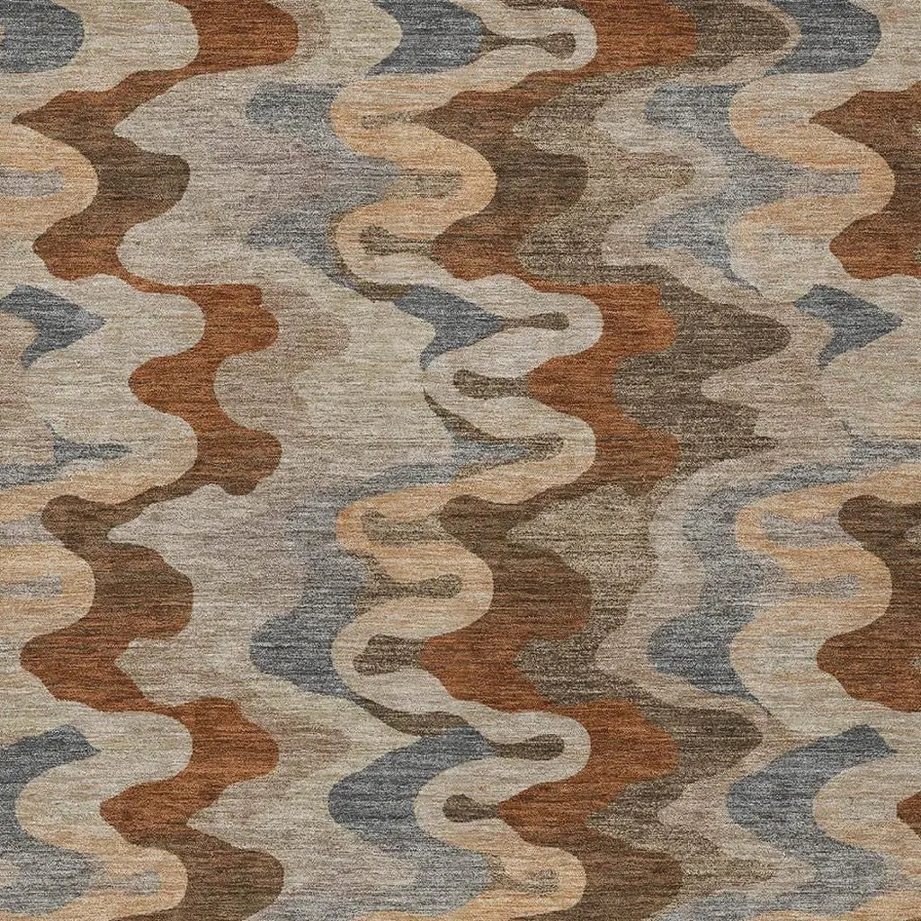 10' X 14' Brown And Chocolate Abstract Washable Indoor Outdoor Area Rug Homeroots Outdoor