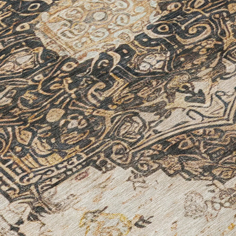 10' X 14' Brown And Chocolate Floral Medallion Washable Indoor Outdoor Area Rug Homeroots Outdoor