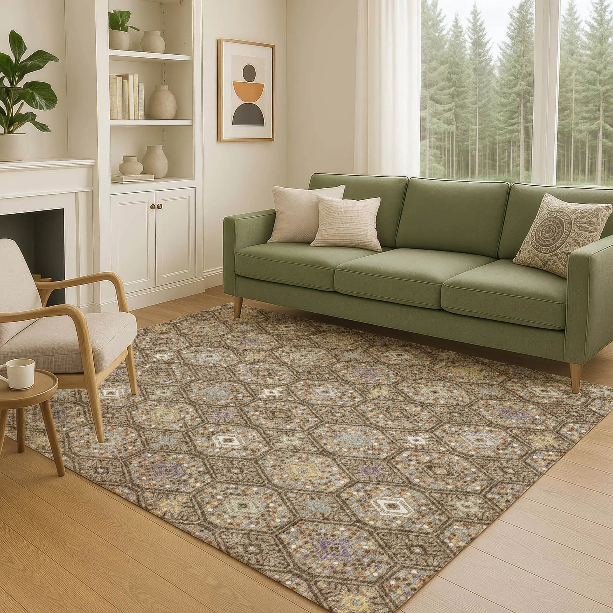 10' X 14' Brown And Chocolate Geometric Washable Indoor Outdoor Area Rug Homeroots Outdoor