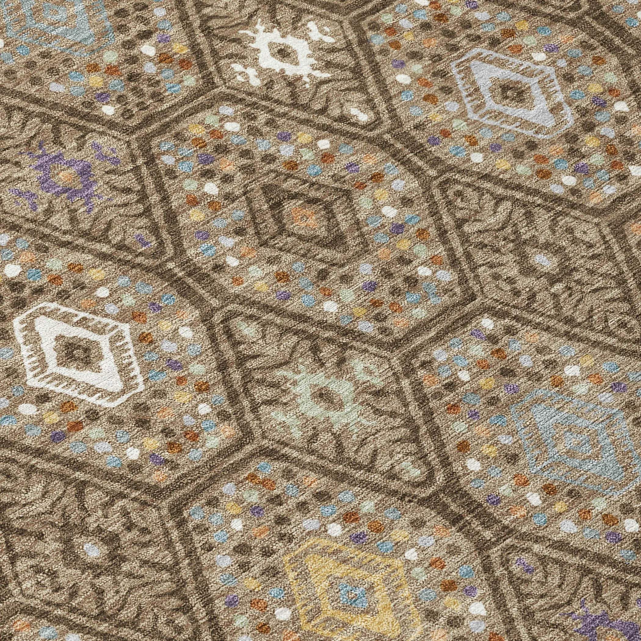 10' X 14' Brown And Chocolate Geometric Washable Indoor Outdoor Area Rug Homeroots Outdoor