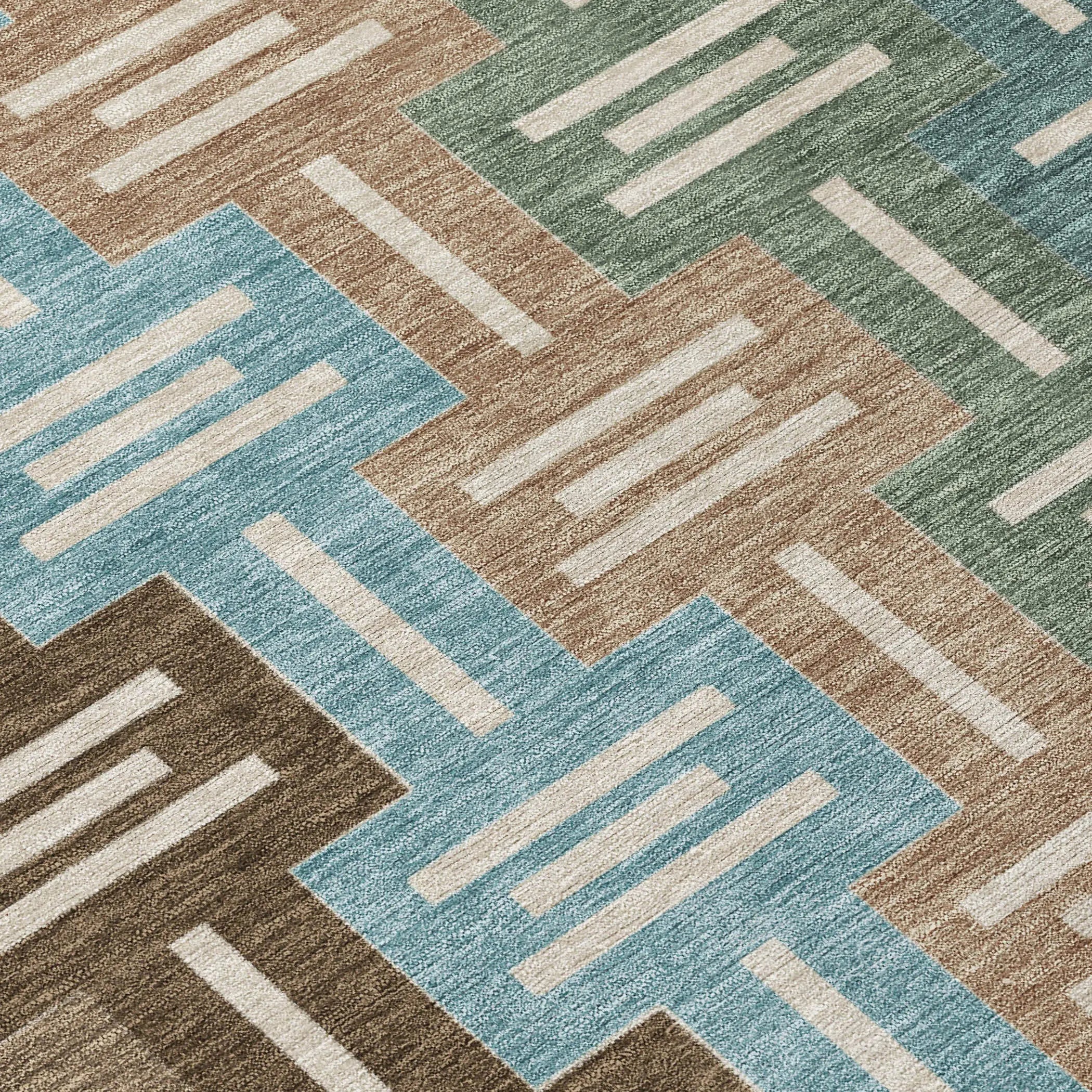 10' X 14' Brown And Chocolate Geometric Washable Indoor Outdoor Area Rug Homeroots Outdoor