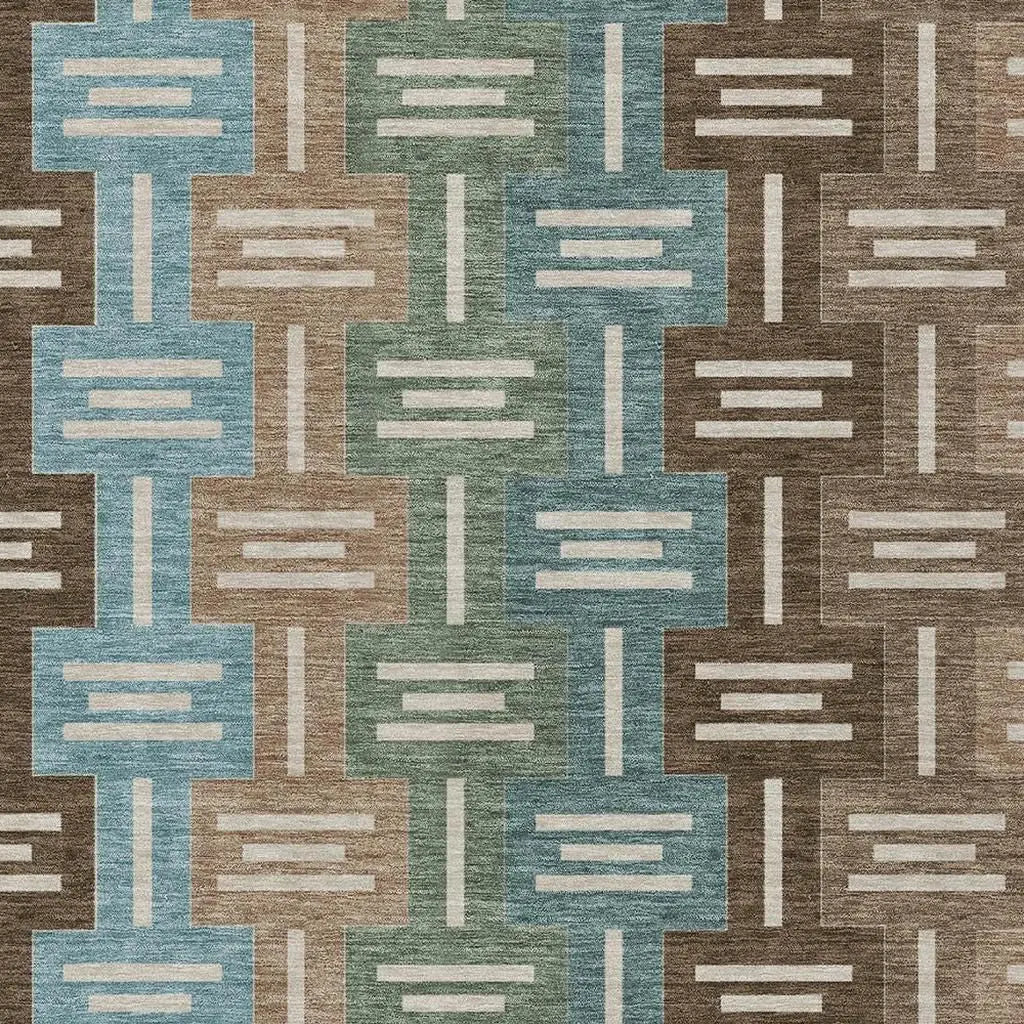 10' X 14' Brown And Chocolate Geometric Washable Indoor Outdoor Area Rug Homeroots Outdoor