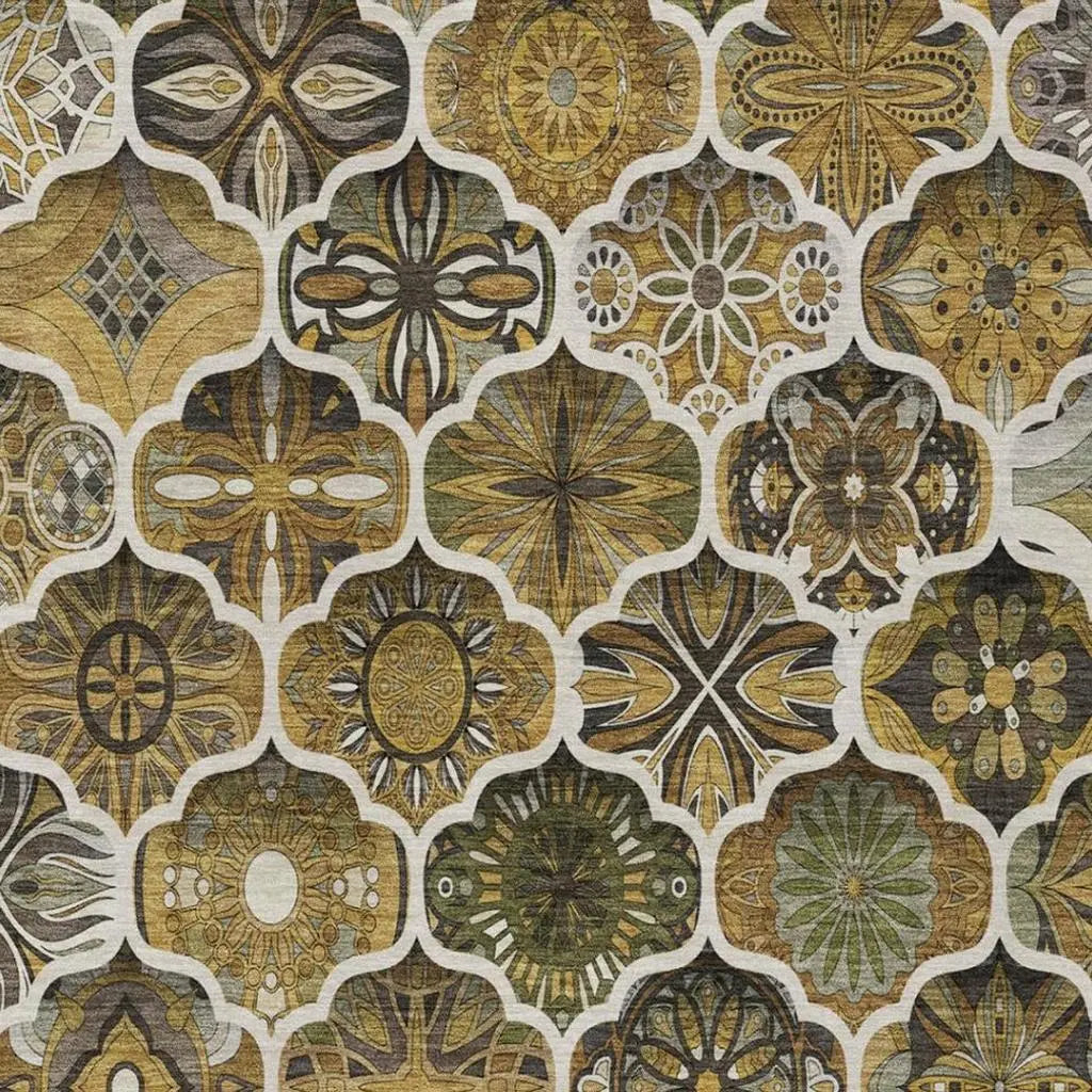 10' X 14' Brown And Chocolate Ogee Washable Indoor Outdoor Area Rug Homeroots Outdoor