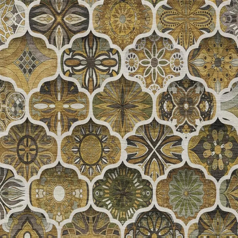 10' X 14' Brown And Chocolate Ogee Washable Indoor Outdoor Area Rug Homeroots Outdoor