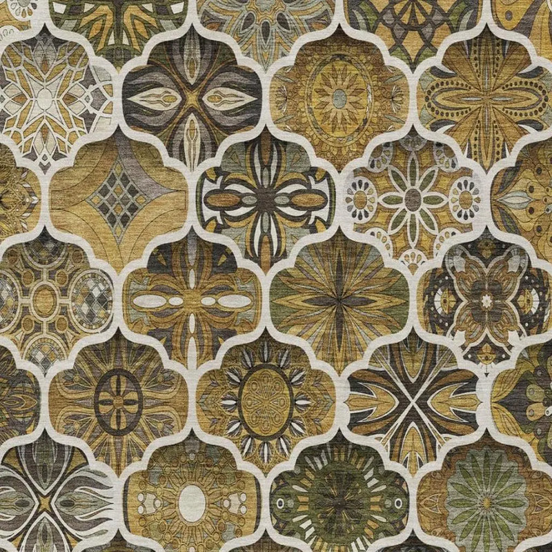 10' X 14' Brown And Chocolate Ogee Washable Indoor Outdoor Area Rug Homeroots Outdoor