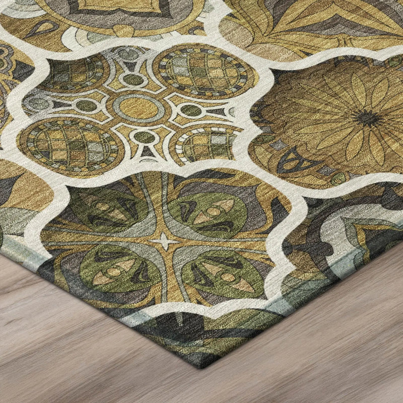 10' X 14' Brown And Chocolate Ogee Washable Indoor Outdoor Area Rug Homeroots Outdoor