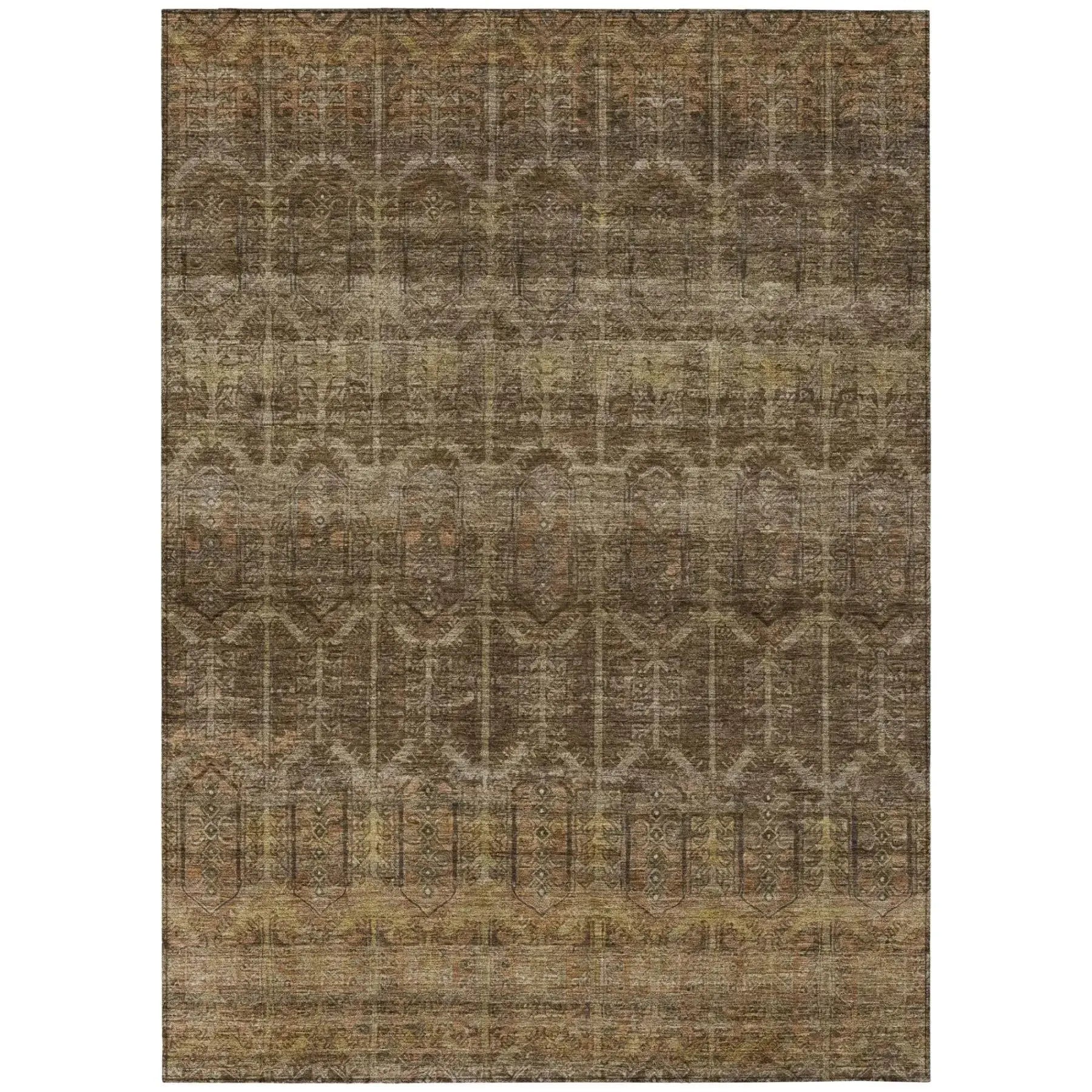10' X 14' Brown And Chocolate Tribal Washable Indoor Outdoor Area Rug Homeroots Outdoor
