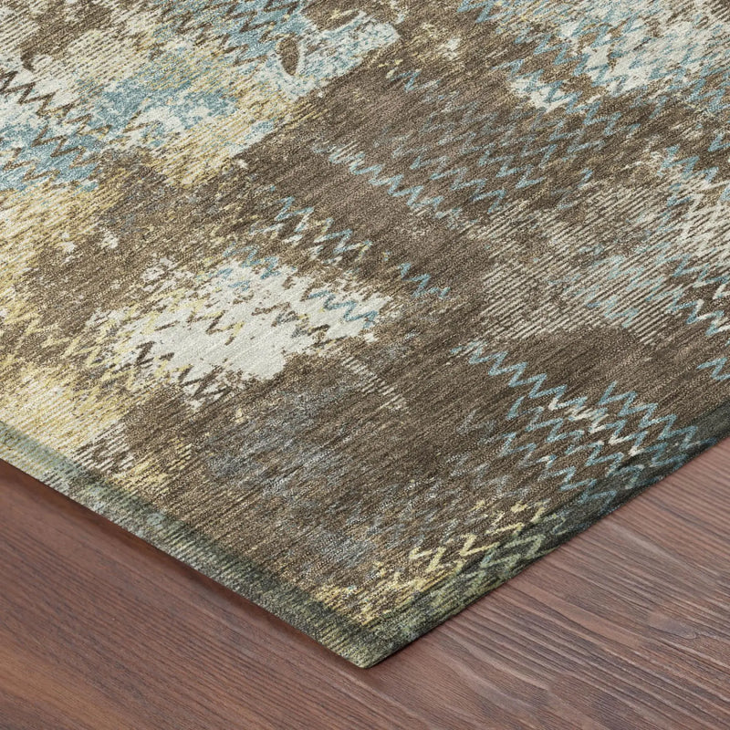 10' X 14' Brown And Coffee Abstract Washable Indoor Outdoor Area Rug Homeroots Outdoor