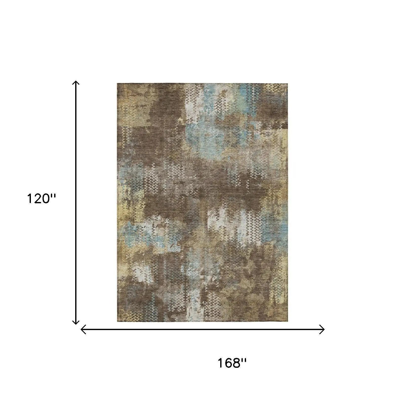 10' X 14' Brown And Coffee Abstract Washable Indoor Outdoor Area Rug Homeroots Outdoor