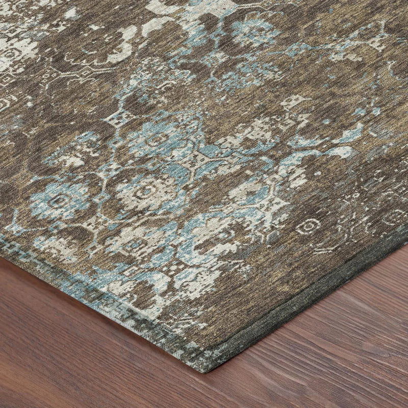 10' X 14' Brown And Coffee Floral Medallion Washable Indoor Outdoor Area Rug Homeroots Outdoor
