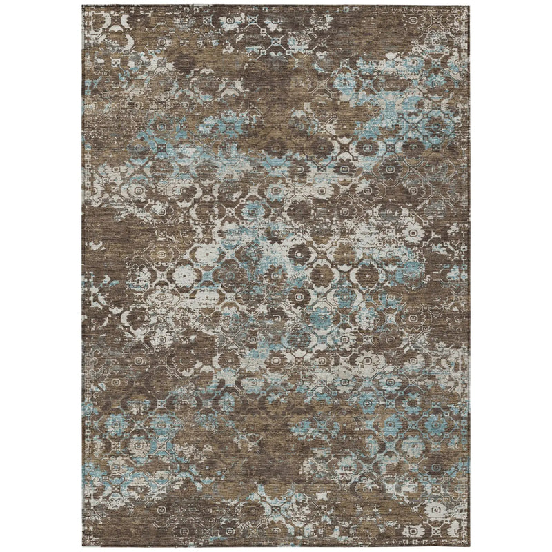 10' X 14' Brown And Coffee Floral Medallion Washable Indoor Outdoor Area Rug Homeroots Outdoor