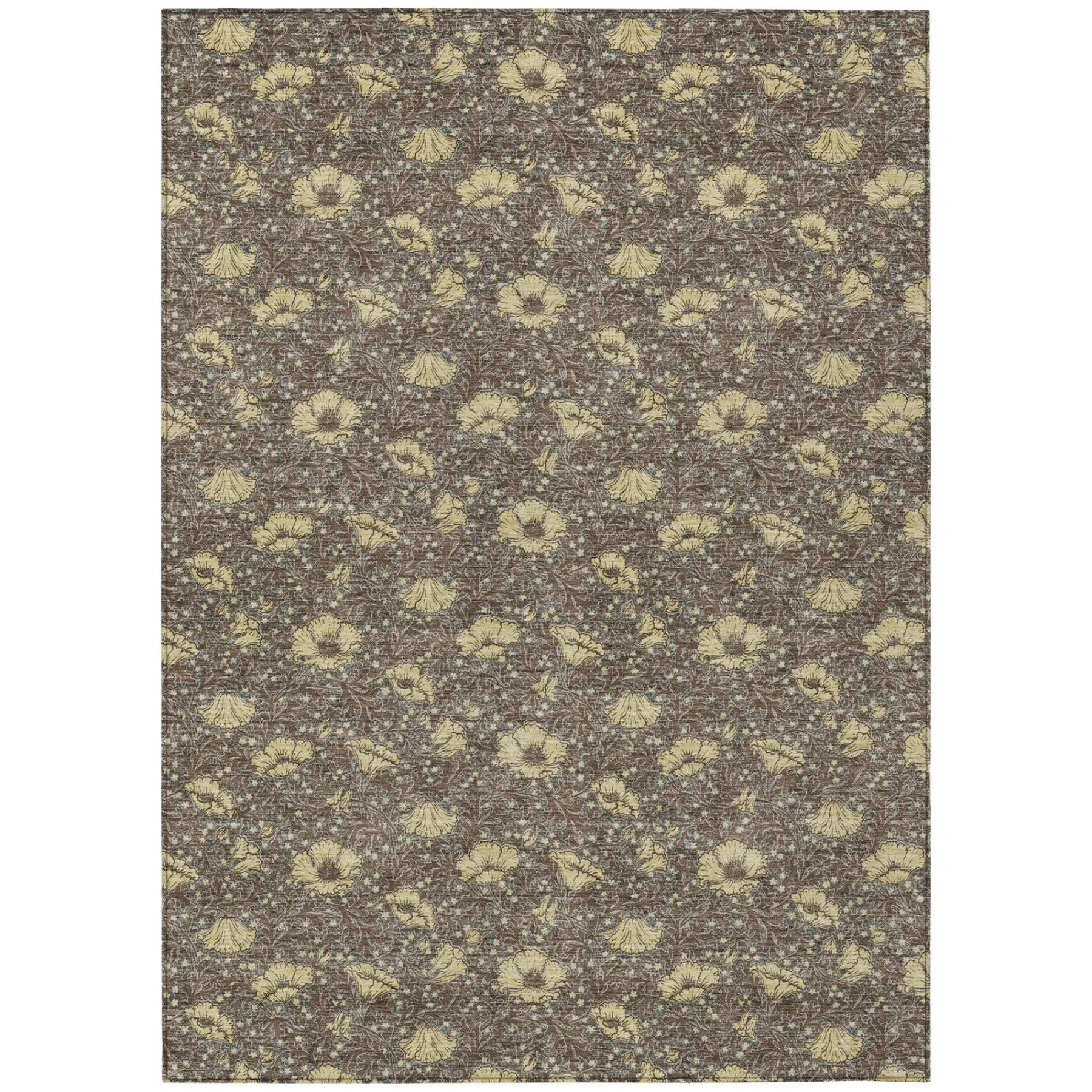 10' X 14' Brown And Coffee Floral Washable Indoor Outdoor Area Rug Homeroots Outdoor