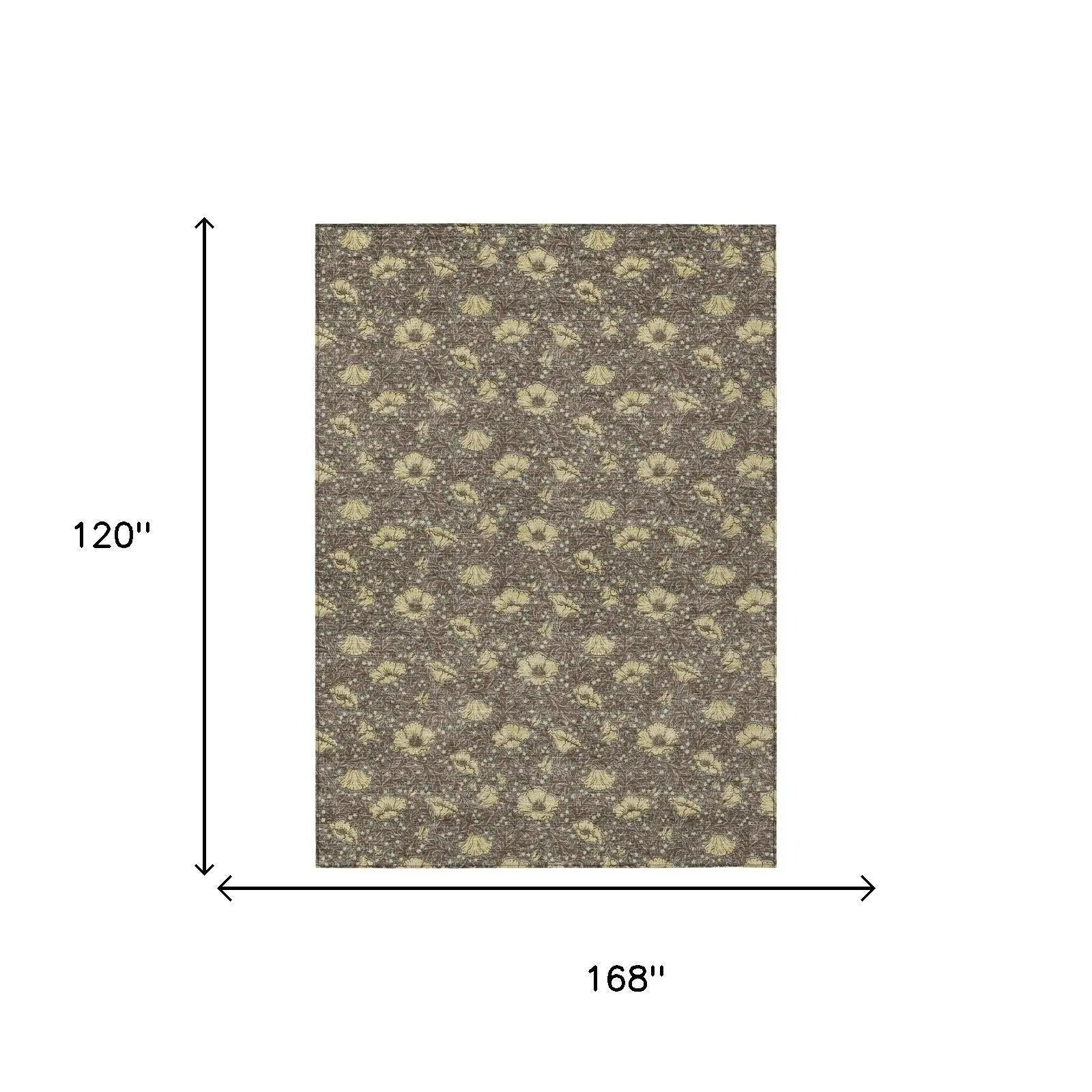 10' X 14' Brown And Coffee Floral Washable Indoor Outdoor Area Rug Homeroots Outdoor
