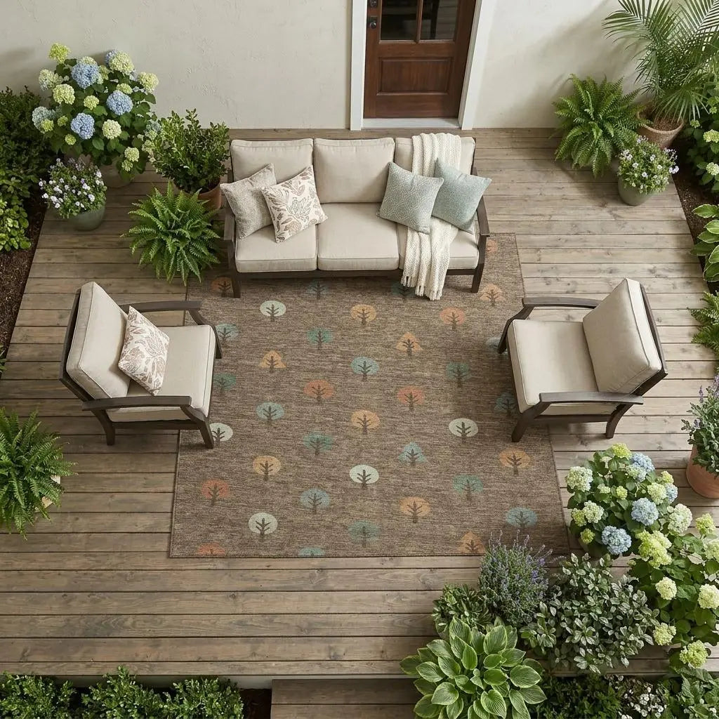 10' X 14' Brown And Copper Geometric Washable Indoor Outdoor Area Rug Homeroots Outdoor