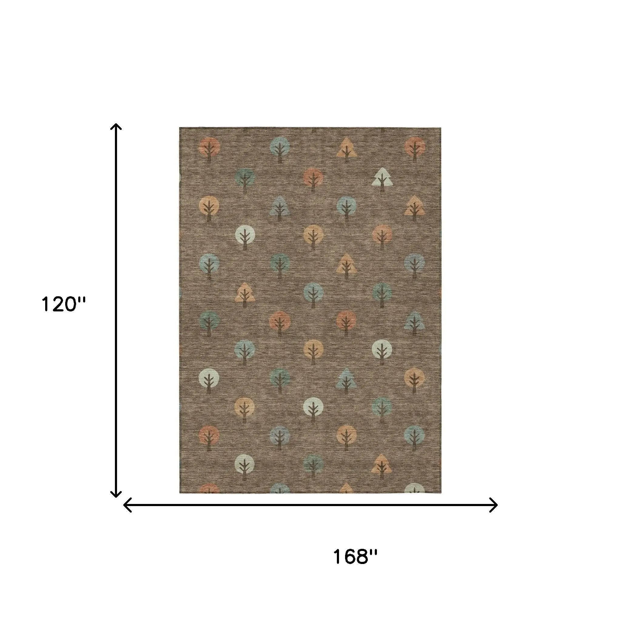 10' X 14' Brown And Copper Geometric Washable Indoor Outdoor Area Rug Homeroots Outdoor