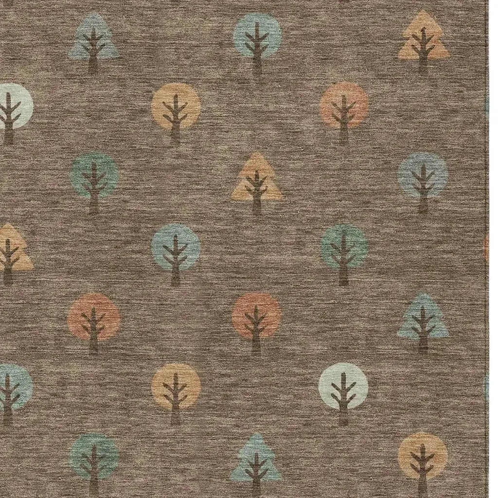 10' X 14' Brown And Copper Geometric Washable Indoor Outdoor Area Rug Homeroots Outdoor
