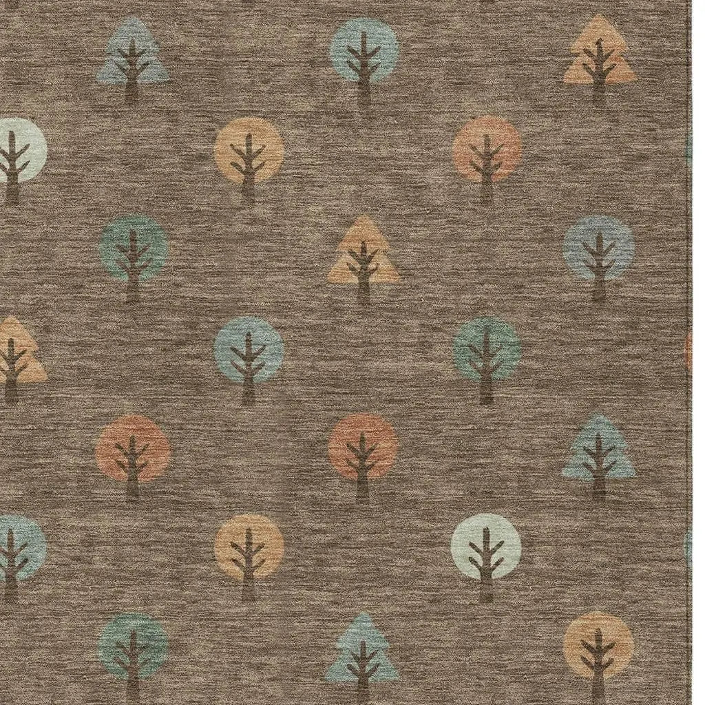10' X 14' Brown And Copper Geometric Washable Indoor Outdoor Area Rug Homeroots Outdoor