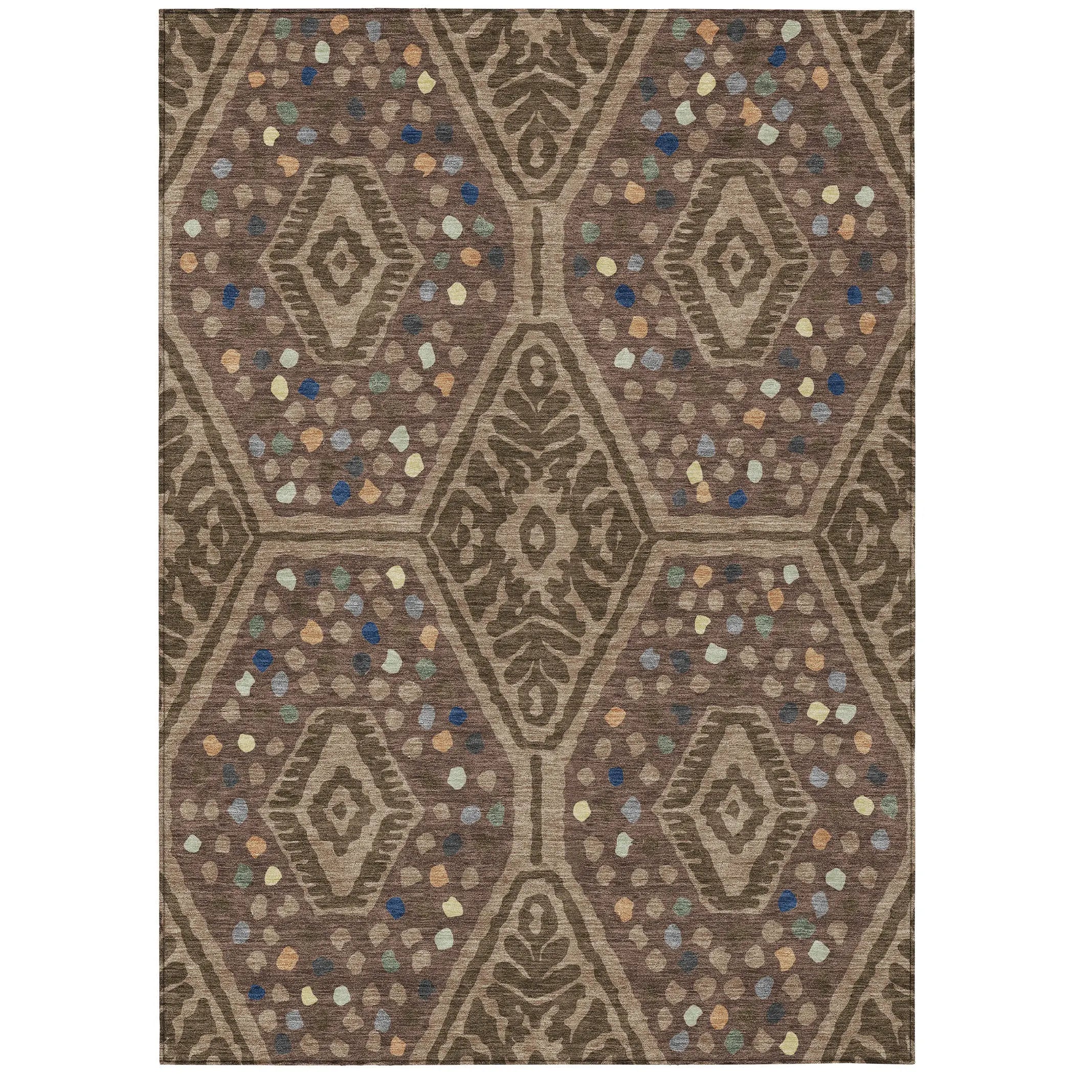 10' X 14' Brown And Copper Tribal Washable Indoor Outdoor Area Rug Homeroots Outdoor