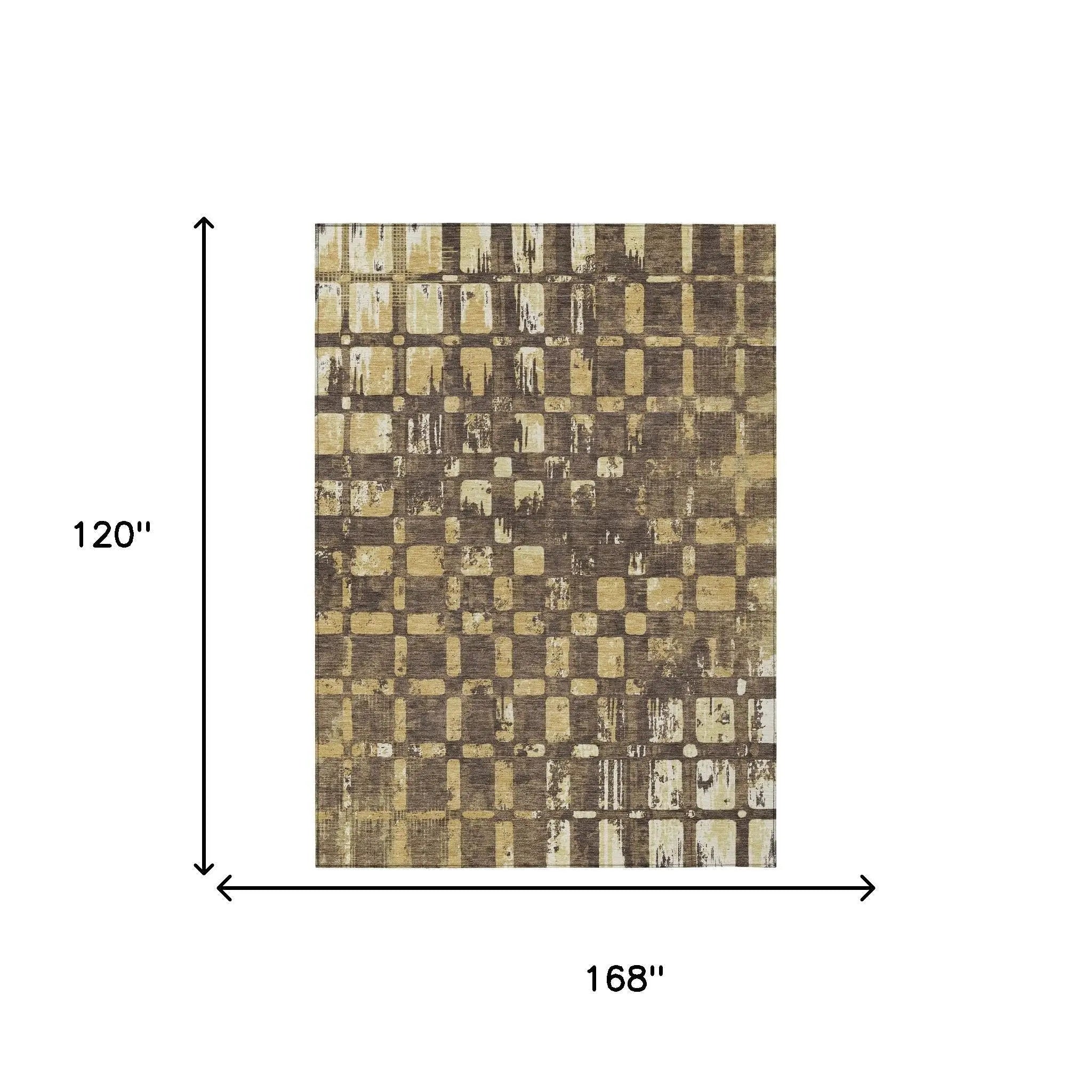 10' X 14' Brown And Gold Abstract Washable Indoor Outdoor Area Rug Homeroots Outdoor