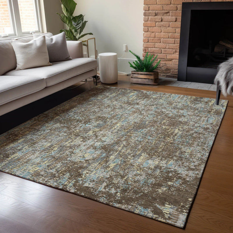 10' X 14' Brown And Graphite Abstract Washable Indoor Outdoor Area Rug Homeroots Outdoor