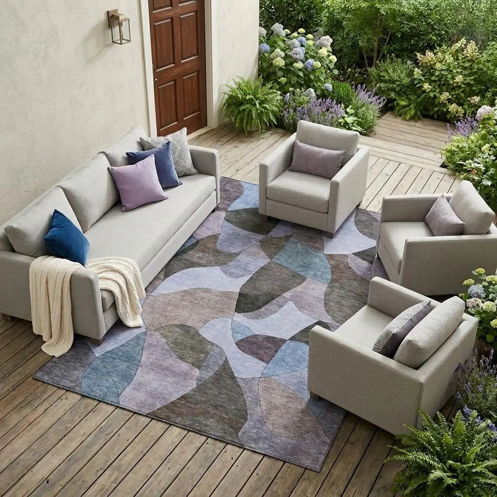10' X 14' Brown And Graphite Abstract Washable Indoor Outdoor Area Rug Homeroots Outdoor