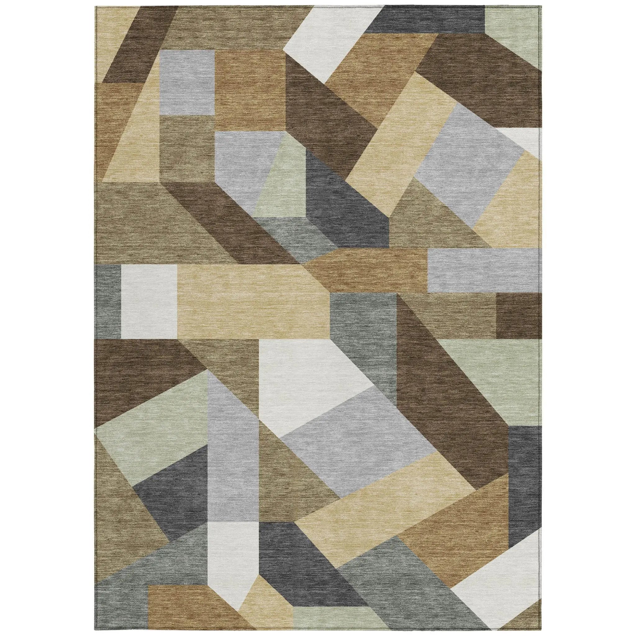 10' X 14' Brown And Graphite Geometric Washable Indoor Outdoor Area Rug Homeroots Outdoor