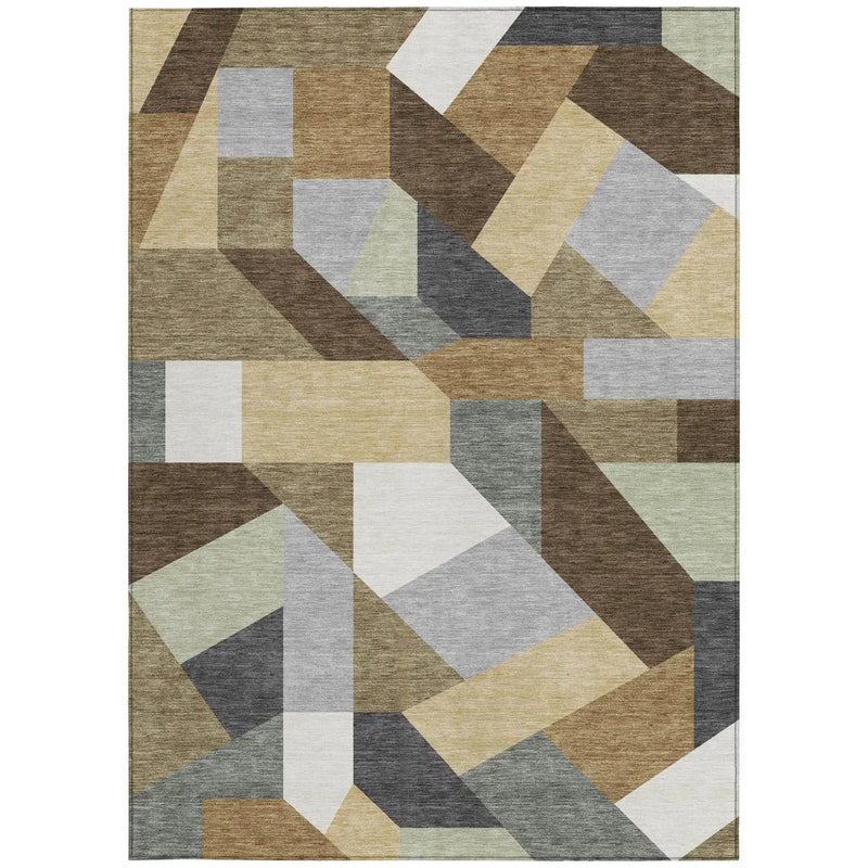10' X 14' Brown And Graphite Geometric Washable Indoor Outdoor Area Rug Homeroots Outdoor