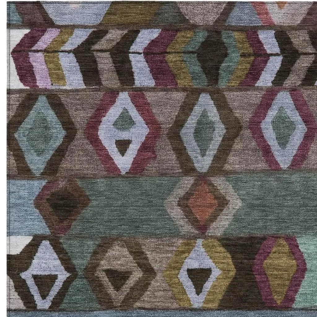 10' X 14' Brown And Graphite Tribal Washable Indoor Outdoor Area Rug Homeroots Outdoor