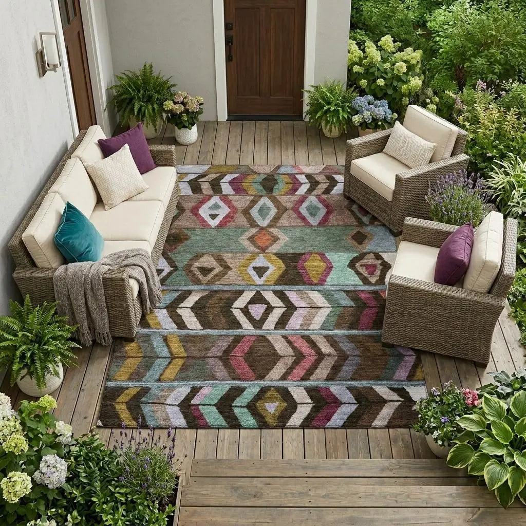 10' X 14' Brown And Graphite Tribal Washable Indoor Outdoor Area Rug Homeroots Outdoor