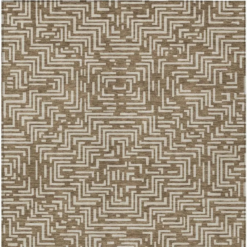 10' X 14' Brown And Gray Geometric Washable Indoor Outdoor Area Rug Homeroots Outdoor