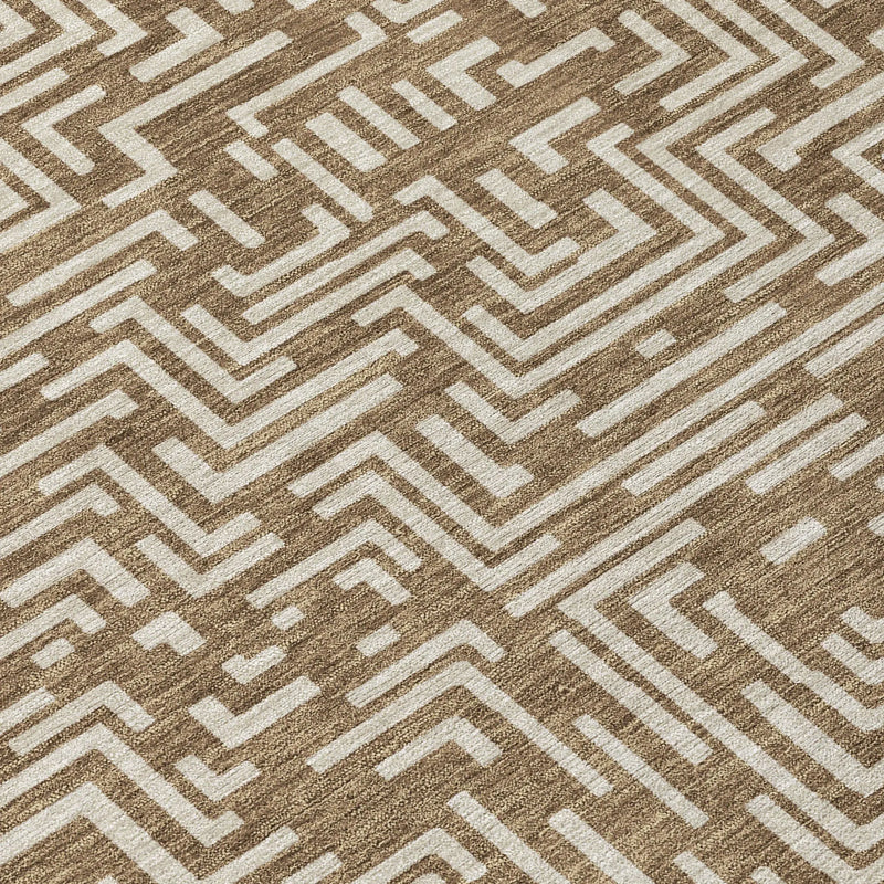 10' X 14' Brown And Gray Geometric Washable Indoor Outdoor Area Rug Homeroots Outdoor