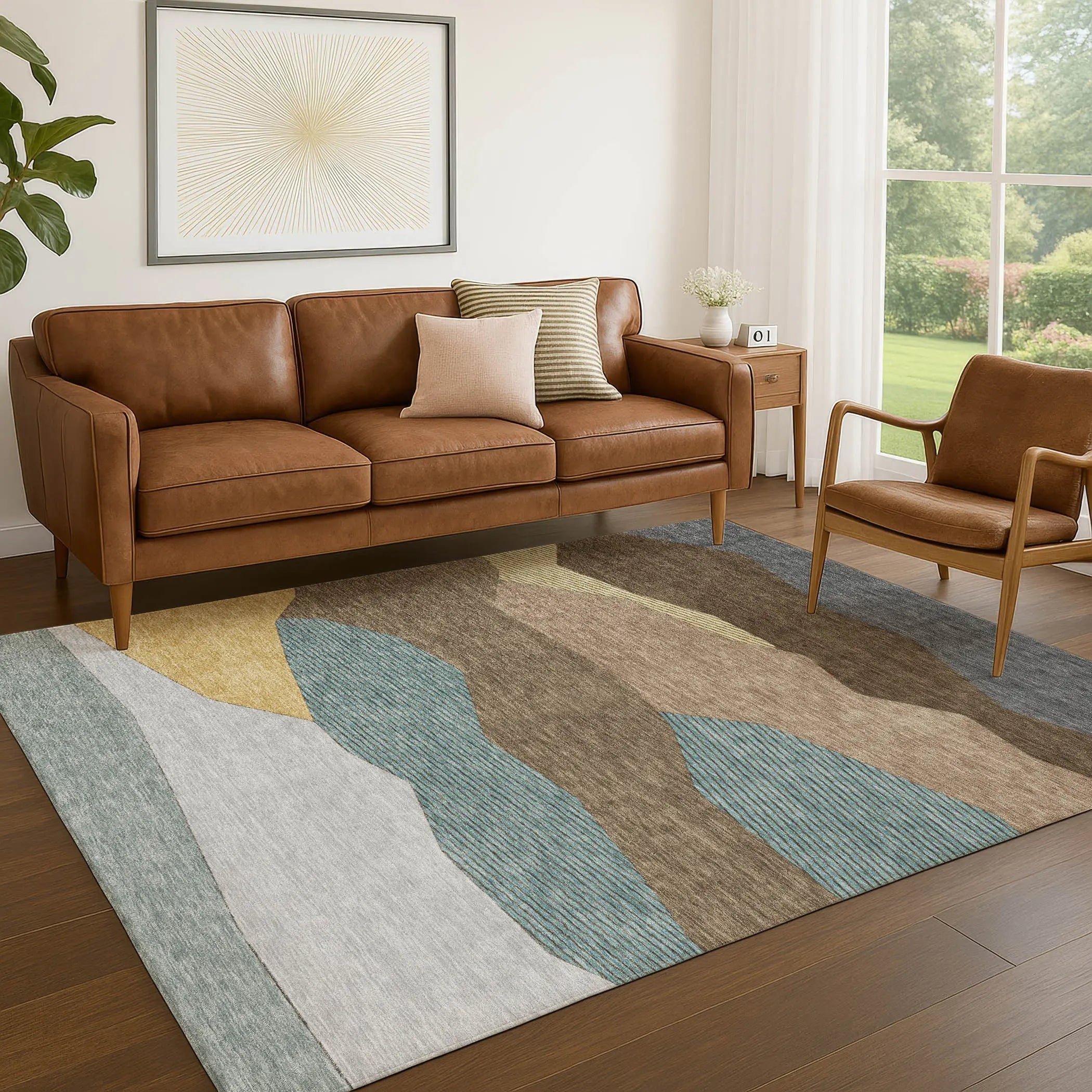 10' X 14' Brown And Gray Geometric Washable Indoor Outdoor Area Rug Homeroots Outdoor