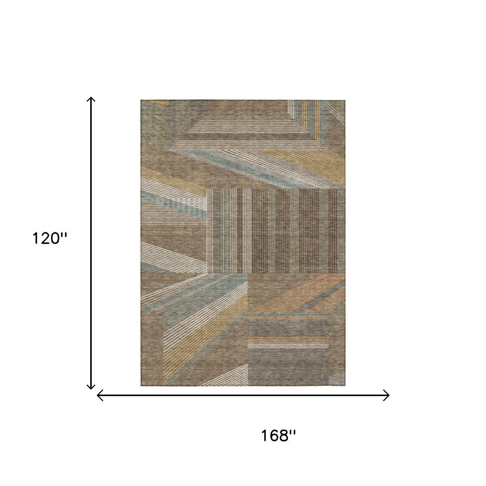 10' X 14' Brown And Gray Geometric Washable Indoor Outdoor Area Rug Homeroots Outdoor