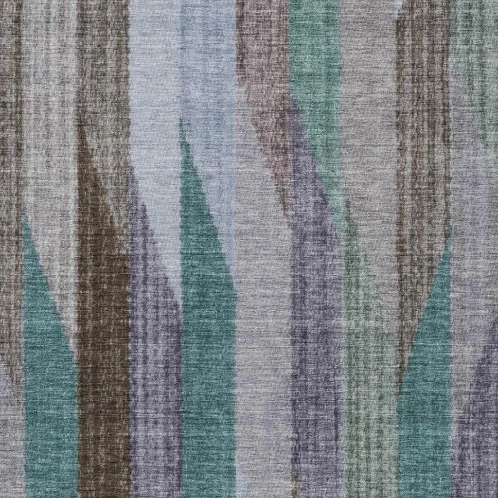 10' X 14' Brown And Gray Striped Washable Indoor Outdoor Area Rug Homeroots Outdoor