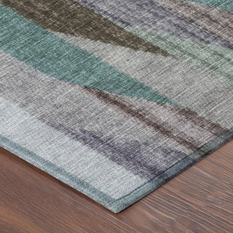 10' X 14' Brown And Gray Striped Washable Indoor Outdoor Area Rug Homeroots Outdoor