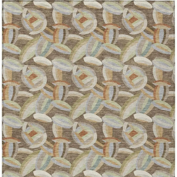 10' X 14' Brown And Ivory Abstract Washable Indoor Outdoor Area Rug Homeroots Outdoor
