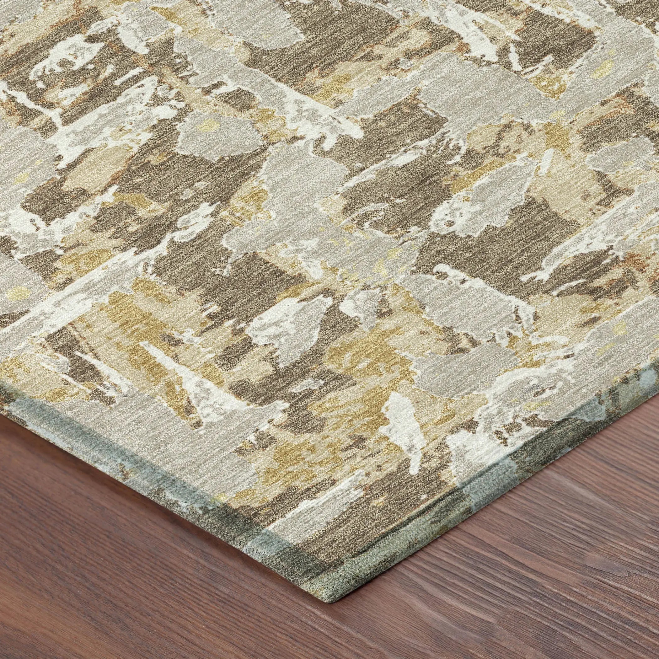 10' X 14' Brown And Ivory Abstract Washable Indoor Outdoor Area Rug Homeroots Outdoor