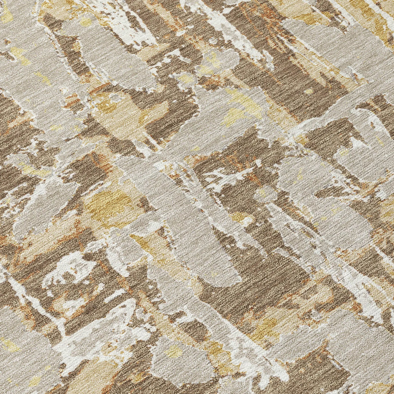 10' X 14' Brown And Ivory Abstract Washable Indoor Outdoor Area Rug Homeroots Outdoor
