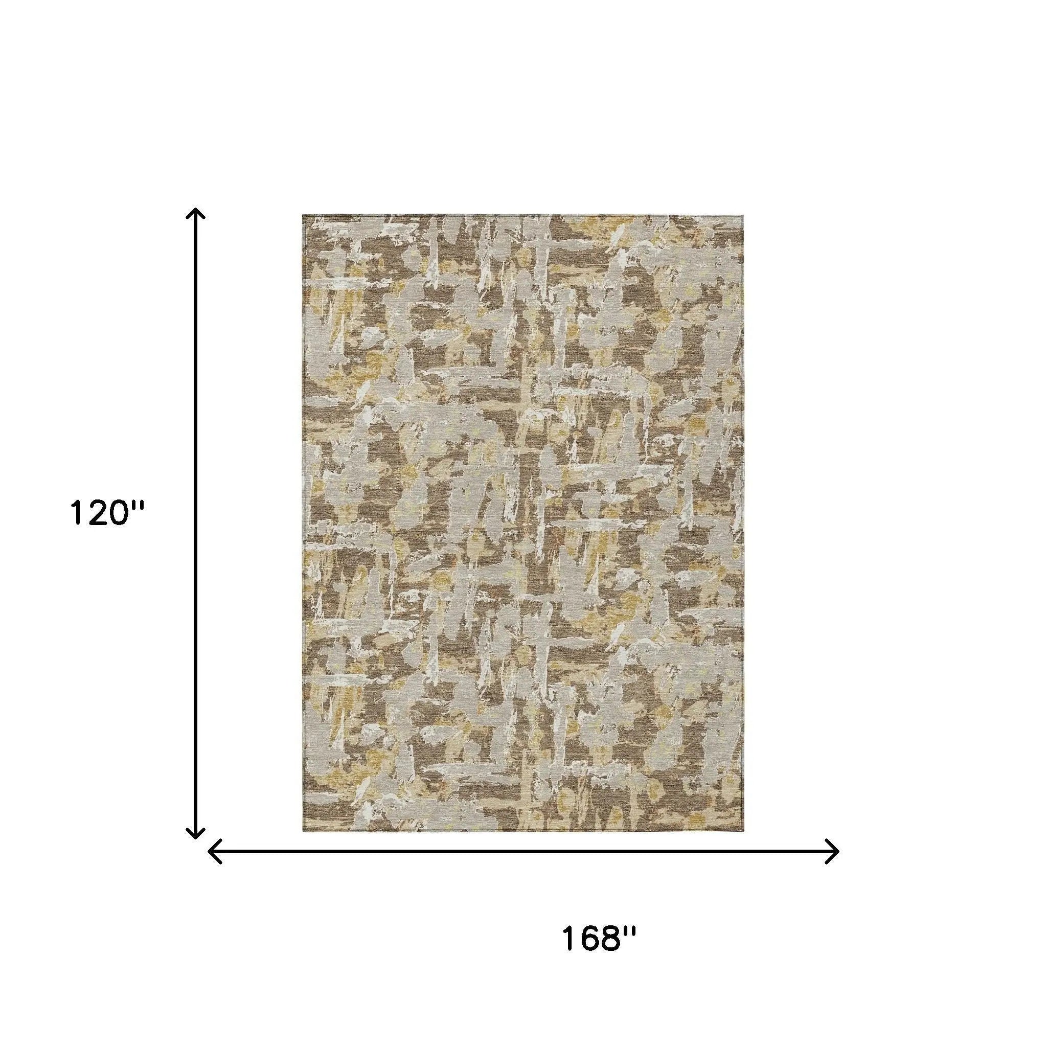 10' X 14' Brown And Ivory Abstract Washable Indoor Outdoor Area Rug Homeroots Outdoor