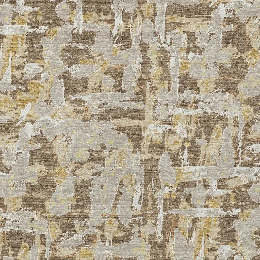 10' X 14' Brown And Ivory Abstract Washable Indoor Outdoor Area Rug Homeroots Outdoor