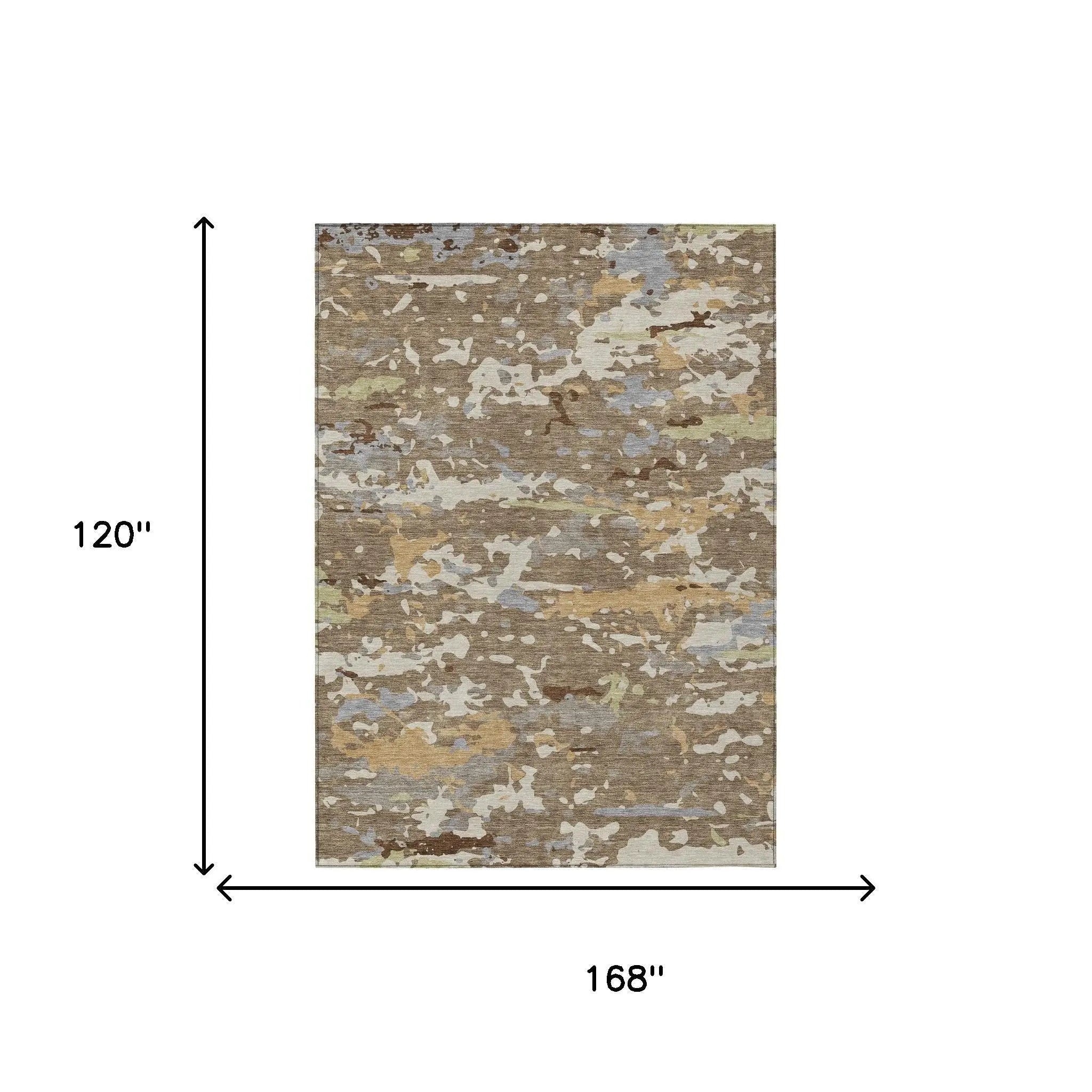 10' X 14' Brown And Ivory Abstract Washable Indoor Outdoor Area Rug Homeroots Outdoor
