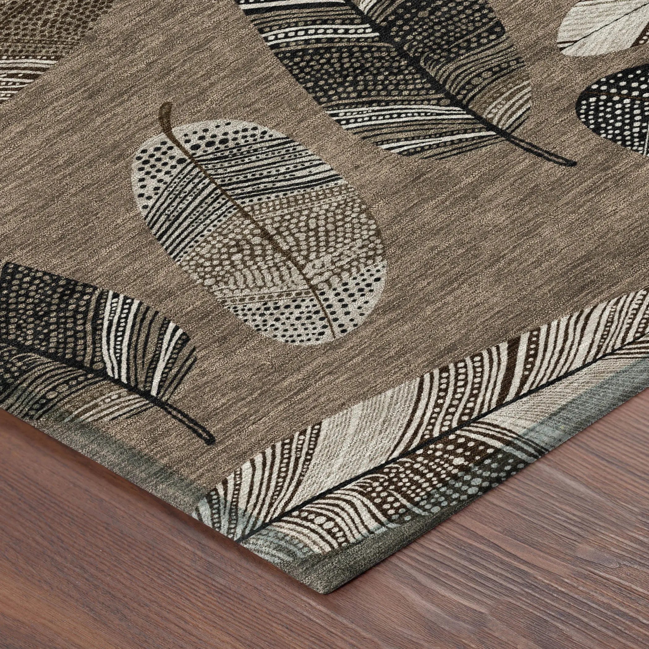10' X 14' Brown And Ivory Botanical Leaves Washable Indoor Outdoor Area Rug Homeroots Outdoor