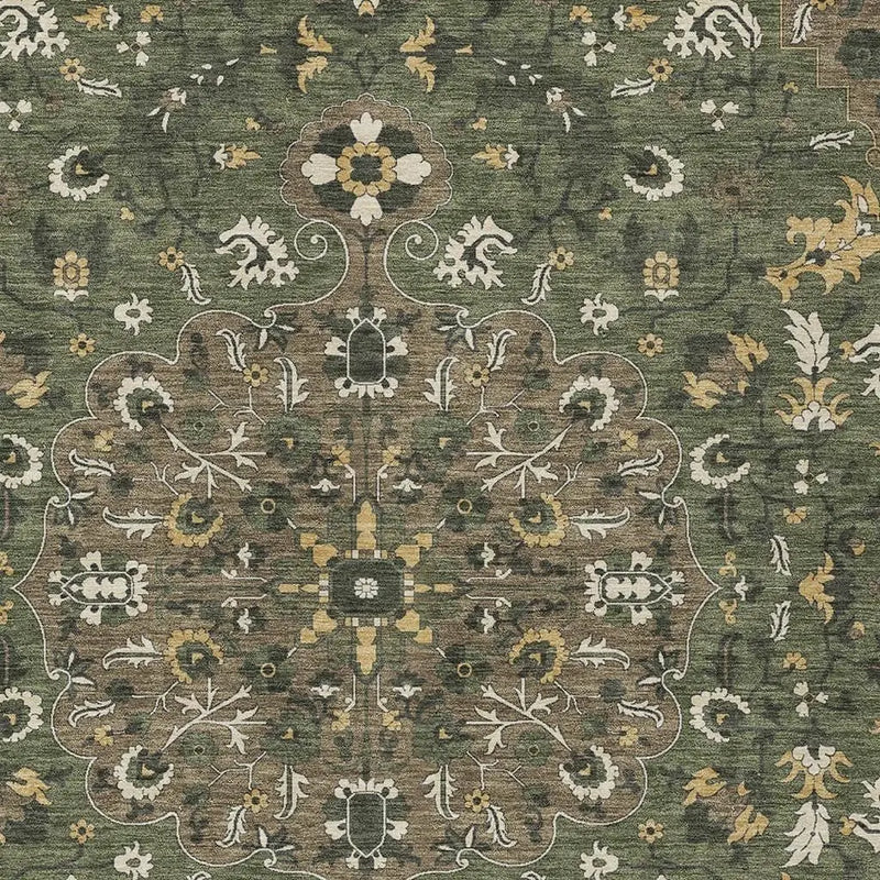 10' X 14' Brown And Ivory Floral Medallion Washable Indoor Outdoor Area Rug Homeroots Outdoor