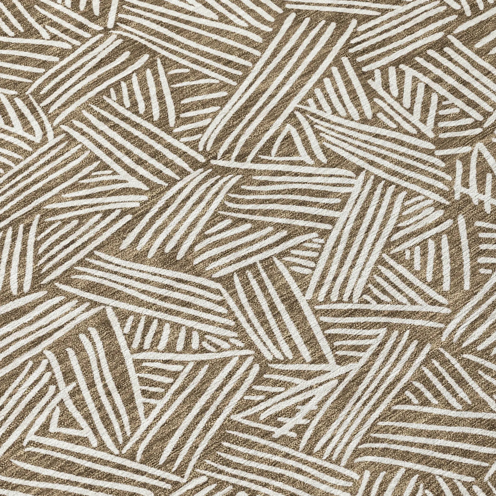 10' X 14' Brown And Ivory Geometric Washable Indoor Outdoor Area Rug Homeroots Outdoor