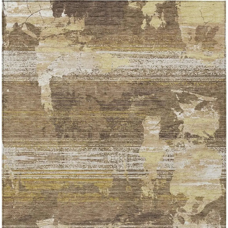 10' X 14' Brown And Khaki Abstract Washable Indoor Outdoor Area Rug Homeroots Outdoor