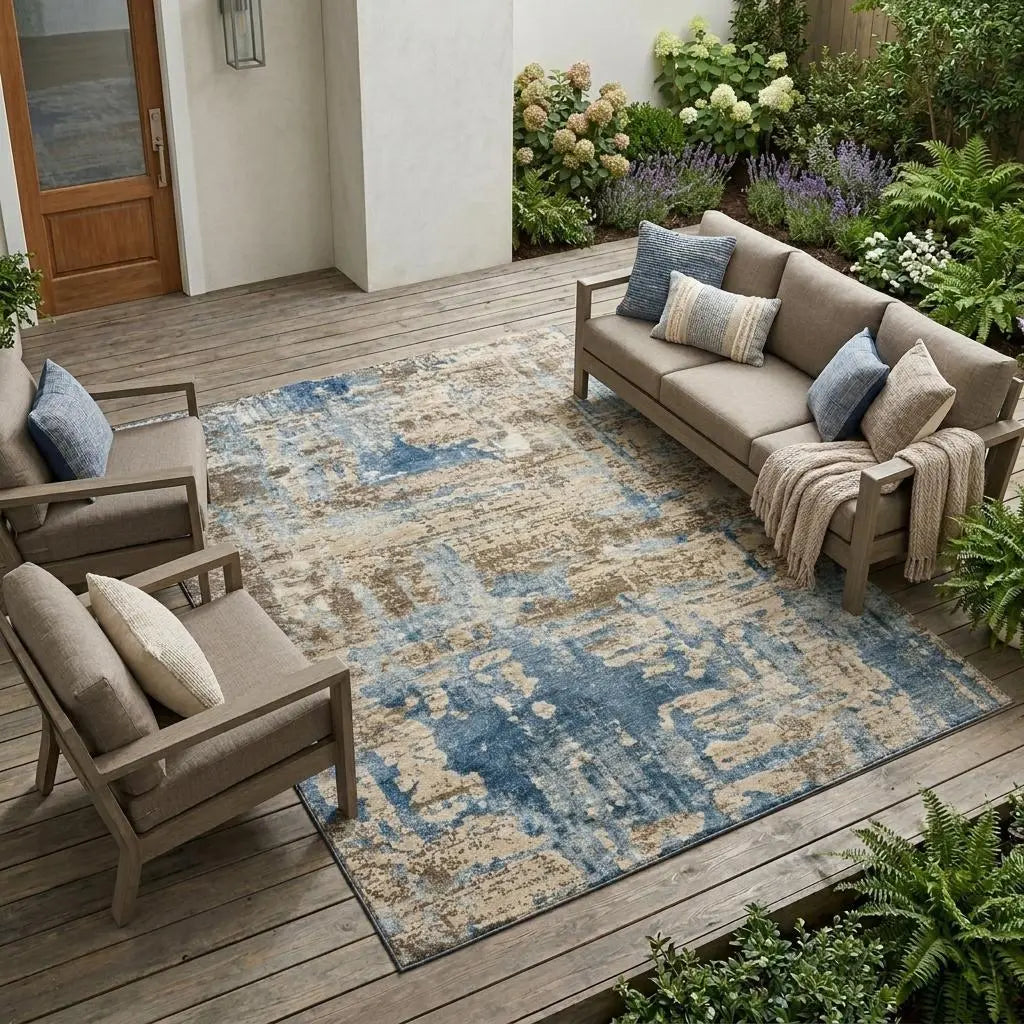 10' X 14' Brown And Khaki Abstract Washable Indoor Outdoor Area Rug Homeroots Outdoor