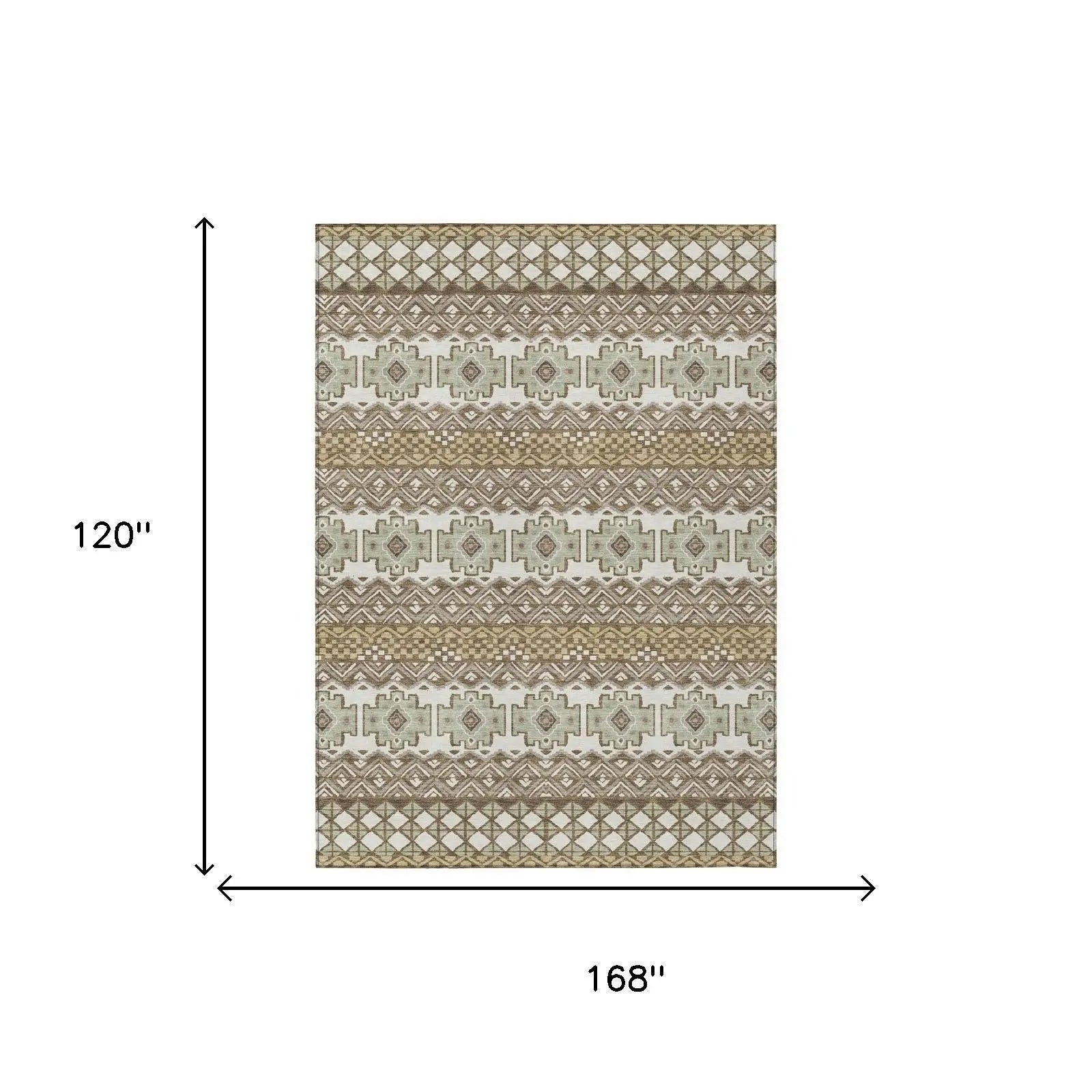 10' X 14' Brown And Khaki Striped Washable Indoor Outdoor Area Rug Homeroots Outdoor