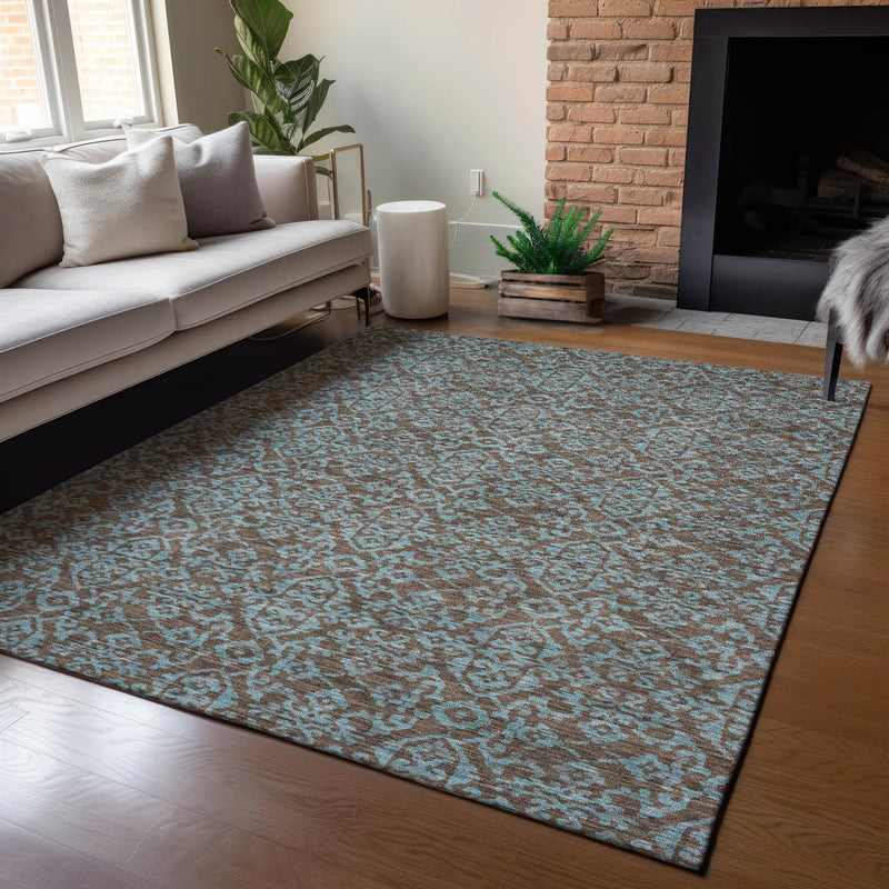 10' X 14' Brown And Linen Oriental Washable Indoor Outdoor Area Rug Homeroots Outdoor