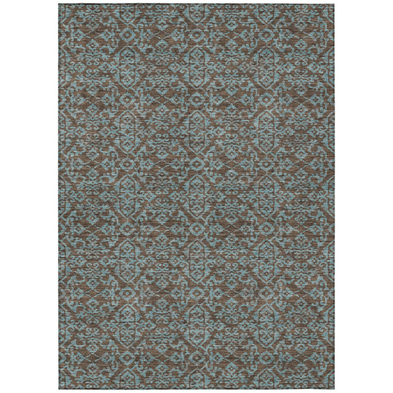 10' X 14' Brown And Linen Oriental Washable Indoor Outdoor Area Rug Homeroots Outdoor